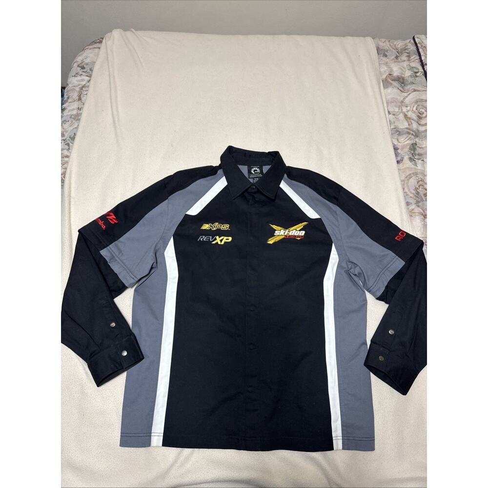 Ski-Doo BRP Pit Crew Adult Mechanic Shirt Removable Sleeves TG/XL Snap Button